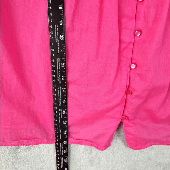 Basic Editions Top 3X Pink Button Up Cotton Lightweight Coastal‎ Boxy Casual - Picture 5 of 6